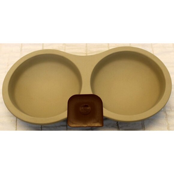 Pampered Chef Double Bowl Microwave Egg Cooker #2173 Unglazed Stoneware Scraper - Picture 2 of 7